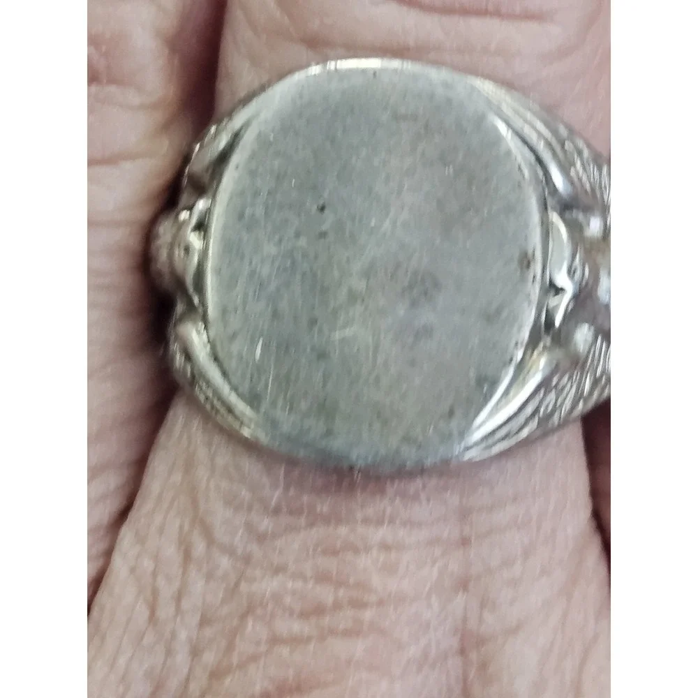 Vintage 925 Sterling Silver Signet Ring 3D Bald Eagles Patriotic Mens 9.5